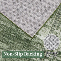 Garvee Alfombra de Pasillo Lavable Antideslizante Estampado Floral Vintage, Lana Sintética Suave Pelo Bajo 60x230 cm Verde