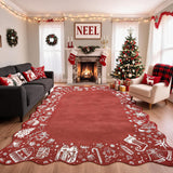 Garvee Alfombra Navidena Redonda de Poliester Suave Lavable a Maquina Plegable Antideslizante y Resistente, 140x140 cm Rojo