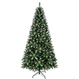 Garvee Arbol de Navidad Artificial con Efecto Nevado Pinas y Ramas Realistas Base Estable de Metal, 210 cm Verde y Blanco