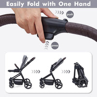 Garvee Cochecito Bebé 3en1 EU S700 Aluminio Reversible Gris Claro 5 Puntos Seguridad