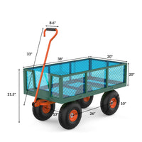 Garvee Carro de Jardín Metálico 408kg Acero Q235 Neumáticos 25.4cm Lados Removibles Resistente al Clima Jardineros, Amantes del Jardín Jardín, Patio Verde y Naranja