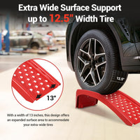 Garvee Set de 2 Ramps Elevadoras para Auto de Acero Sólido 3629 kg Antideslizante Compacto 89×33 cm Ideal para Mantenimiento en Garaje Rojo