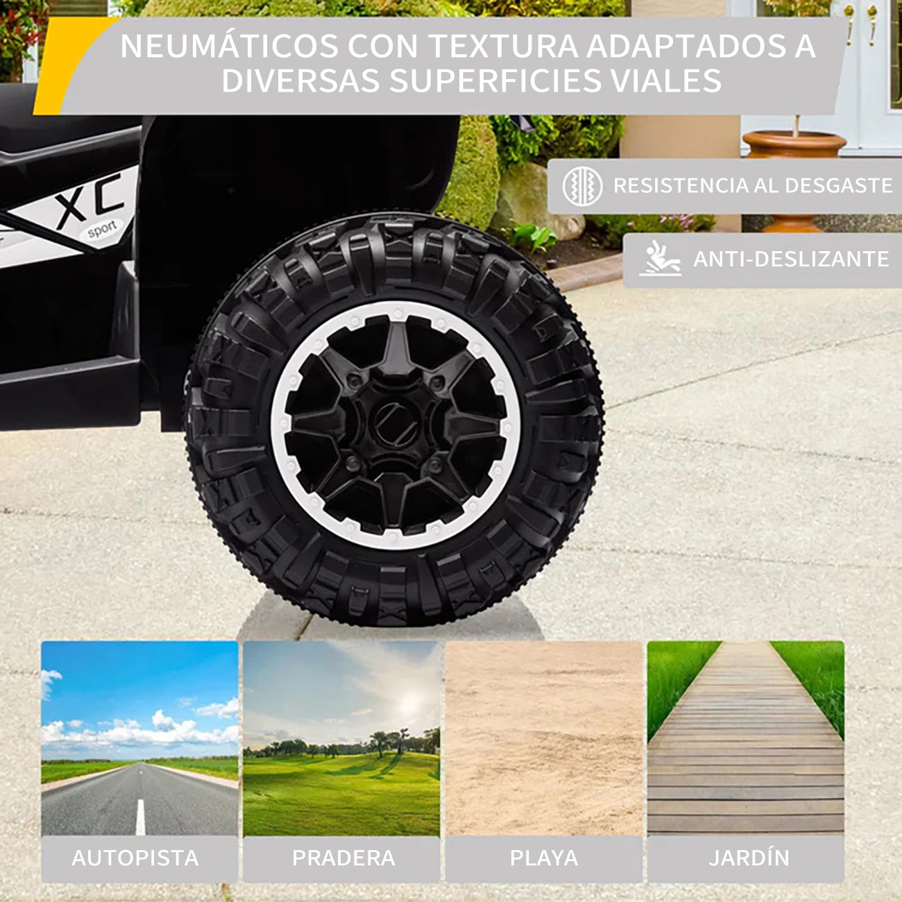 Garvee Quad Eléctrico 12V, LED, Música, 2 Velocidades, Bocina, 3-6 años, Interior y Exterior, Blanco