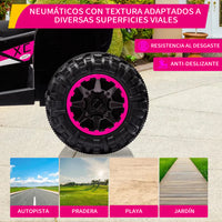 Garvee Quad Eléctrico 12V, LED y Música, Control Remoto, Ruedas 4x4 EVA, Asiento Cómodo, 3-6 años, Exterior, Rosa