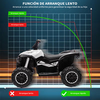Garvee Quad Eléctrico 12V, LED, Música, 2 Velocidades, Bocina, 3-6 años, Interior y Exterior, Blanco