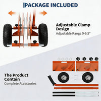 Garvee Carro Panel Dolly Industrial de Acero al Carbono Capacidad 181 kg Ruedas Macizas Centro de Gravedad Bajo Naranja