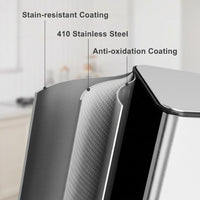 Garvee Cubo de Basura Rectangular de Acero Inoxidable y Plástico con Pedal Tapa Fina y 3 Compartimentos  60L para Reciclaje en Cocina Oficina y Hogar Plata