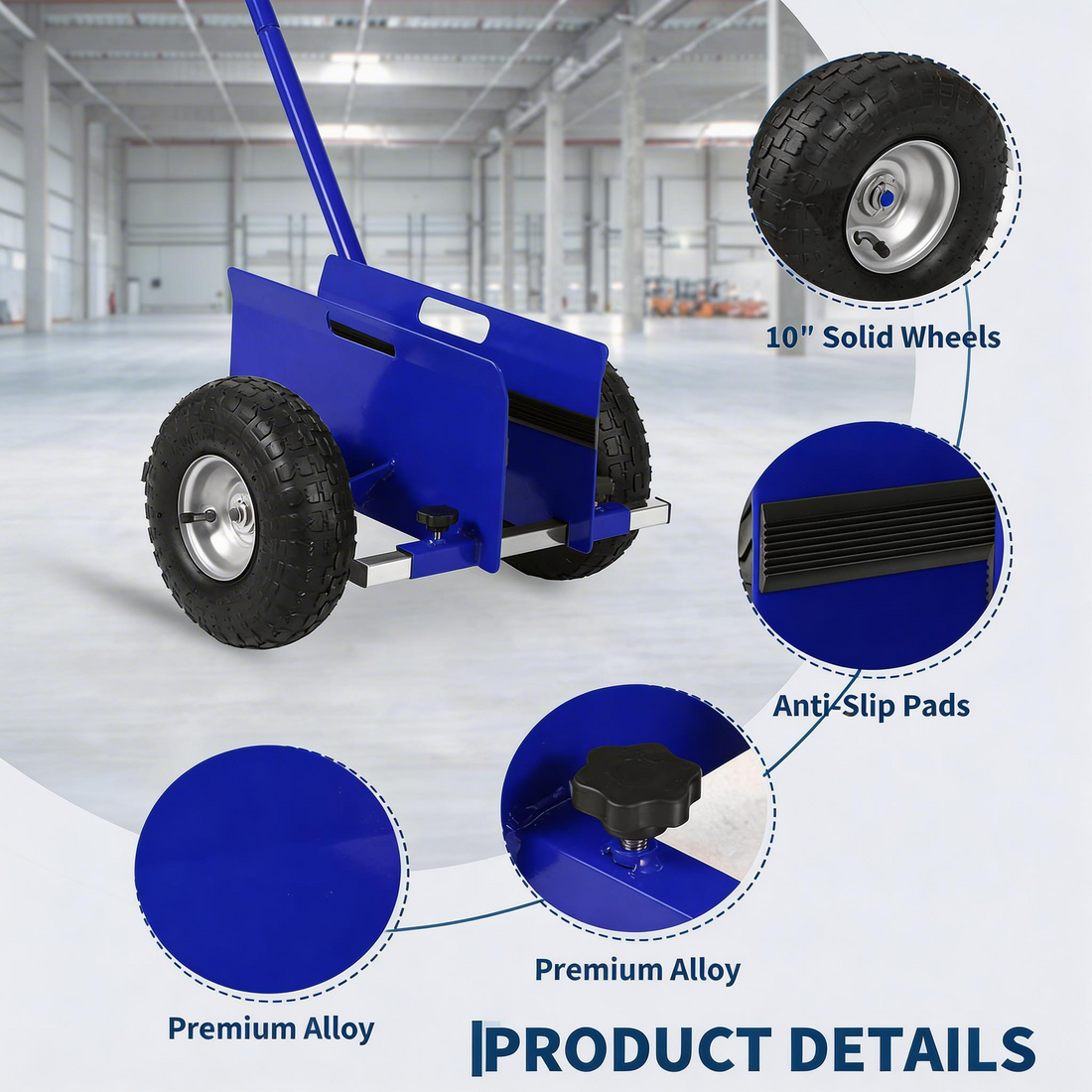 Garvee Carro Panel Dolly Industrial de Acero al Carbono Transportador de Placas y Tableros Capacidad 181 kg Ruedas Macizas Azul
