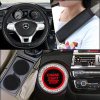 Garvee Set 10 Fundas Volante Coche Cuero Sintético Negro Protector Cinturón Portavasos