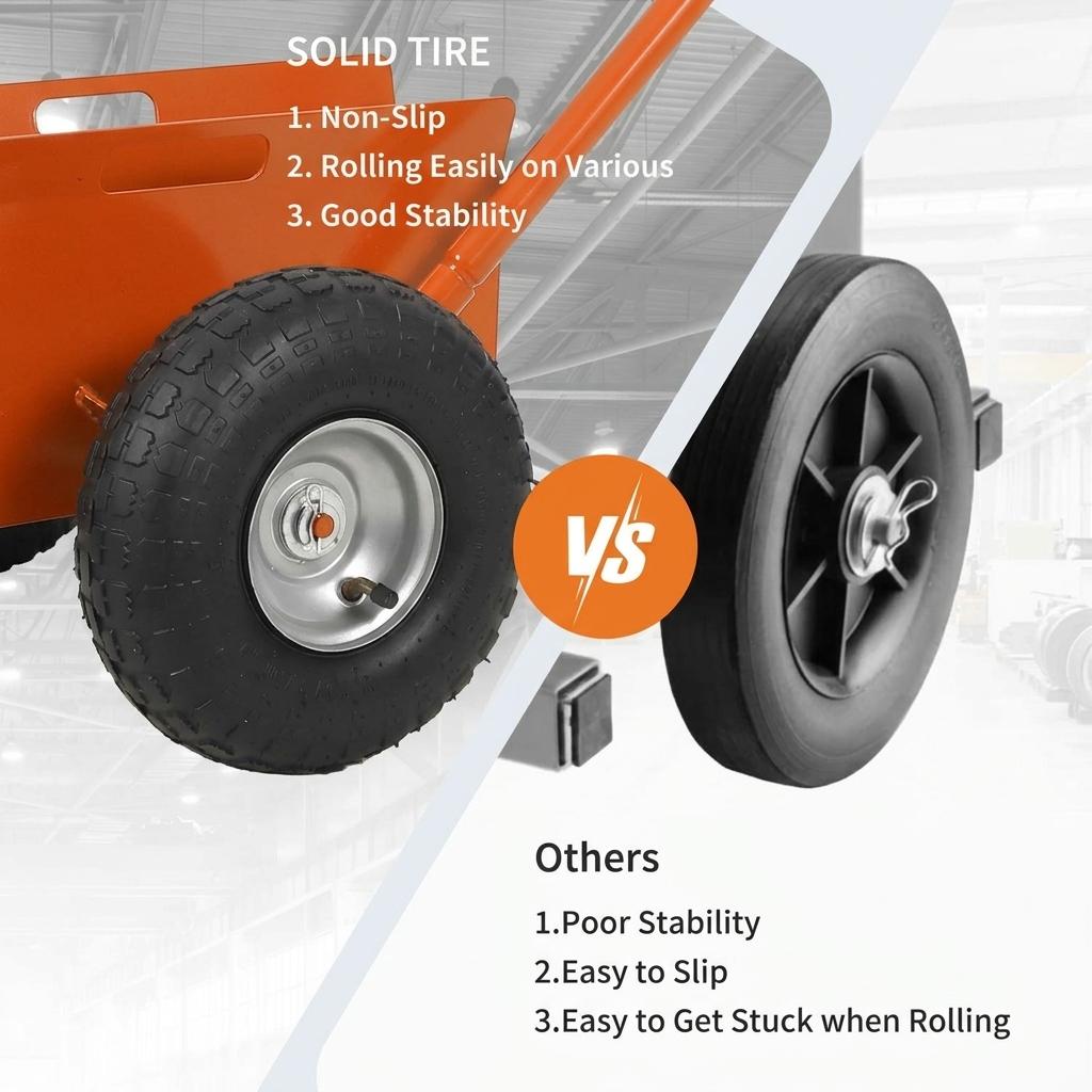 Garvee Carro Panel Dolly Industrial de Acero al Carbono Capacidad 181 kg Ruedas Macizas Centro de Gravedad Bajo Naranja