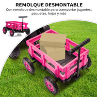 Garvee Tractor Eléctrico 12V con Remolque, Motor Dual 35W, Bluetooth, Luces LED y Control Remoto para Niños - Rosa