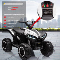 Garvee Quad Eléctrico 12V, LED, Música, 2 Velocidades, Bocina, 3-6 años, Interior y Exterior, Blanco