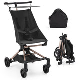 Garvee Cochecito Ligero Compacto para Bebé con Frenos Traseros y Capota Ajustable, Aleación Duradera, Ruedas Todo Terreno, Plegado con Una Mano, Viajes y Ciudad, Compacto, Negro - Negro