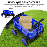 Garvee Tractor Eléctrico para Niños 12V con Remolque Desmontable, Motor Doble, Mando Parental, Luces LED y Música, Vehículo a Batería para Niños 3-6 Años, Exterior y Jardín, Azul