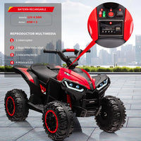 Garvee Quad Eléctrico 12V, LED y Música, Control Doble, Ruedas 4x4 EVA, 3-6 años, Interior y Exterior, Rojo