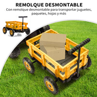 Garvee Tractor Eléctrico 12V, Remolque Amovible, Doble Motor, Luces LED, Bluetooth, 3-6 años, Jardín, Amarillo