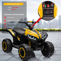 Garvee Quad Eléctrico 12V, LED, Música, 2 Velocidades, Bocina, 3-6 años, Interior y Exterior, Amarillo