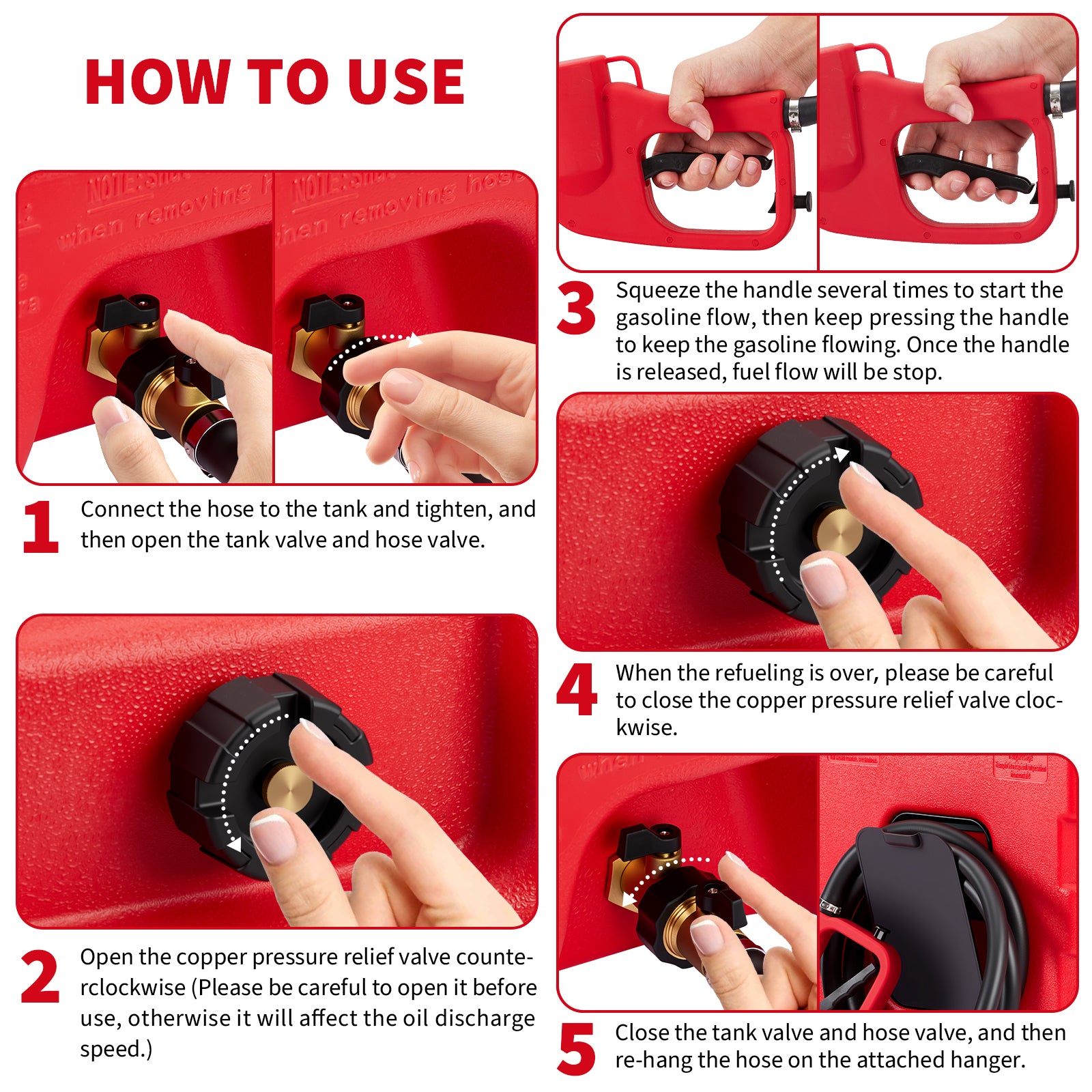 Garvee Carro De Combustible 15 Galones Con Ruedas, Bomba Manual 2 GPM, Tanque Antigoteo Polietileno, Jardín Y Marina, 10FT Manguera, Ruedas Todo Terreno