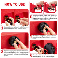 Garvee Carro De Combustible 15 Galones Con Ruedas, Bomba Manual 2 GPM, Tanque Antigoteo Polietileno, Jardín Y Marina, 10FT Manguera, Ruedas Todo Terreno