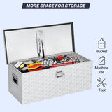 Garvee Caja de herramientas 91x38x38 cm de Aluminio con 2 Cajas de Hierro y Cerradura en T para Pickups y Remolques Plata - Plata