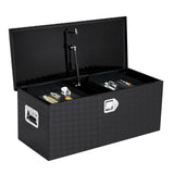 Garvee Caja de herramientas 76x38x38 cm de Aluminio con Patrón de Diamantes y Cerradura Antirrobo para Camionetas y Remolques Negro - Negro