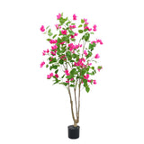 Garvee Árbol Artificial de Buganvilla 150cm Flores Hojas Maceta Decoración Interior Exterior Rosa Fucsia