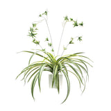 Garvee Set 2 Plantas Artificiales Chlorophytum Comosum 60cm Verde Maceta Cerámica Blanca Decoración Interior Exterior