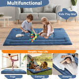 Garvee Colchón Futón Japonés 5 Capas Espuma Alta Densidad Algodón Poliéster Plegable Tamaño Twin Para Dormitorio Camping - Azul Marino