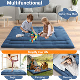 Garvee Colchón Futón Japonés Full 5 Capas Espuma Alta Densidad Algodón Poliéster Plegable Azul Marino Para Camping Dormitorios Pequeños - Azul Marino