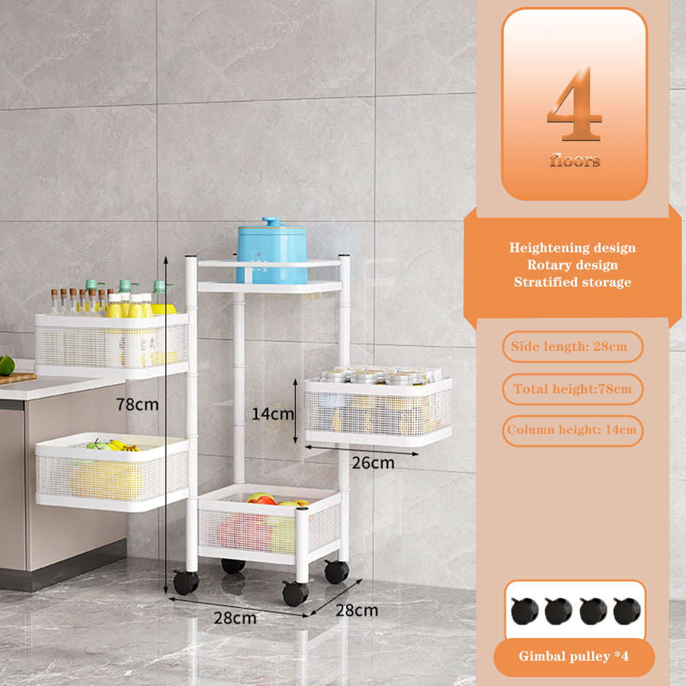 Garvee Carro Giratorio Almacenamiento Acero Carbono 4 Niveles Ruedas Niño Cuarto Cocina Organiza Juguetes