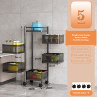 Garvee Carro de Almacenamiento Giratorio 5 Niveles Acero Carbono 4 Ruedas para Cocina Sala Niño Cuarto Organiza Frutas Juguetes Negro