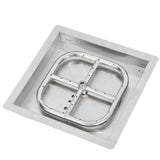 Garvee Kit de Quemador de Fuego Cuadrado de Acero Inoxidable de 30x30 cm, Bandeja Empotrable para Fogón de Gas Propano y Natural, Plata - Sin Tubo