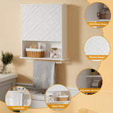 Garvee Gabinete De Medicinas De Madera Con Dos Puertas, Estante Ajustable Y Barra Para Toallas, Armario De Pared 3 Niveles Para Baño Y Cocina, Blanco, Versátil - Blanco