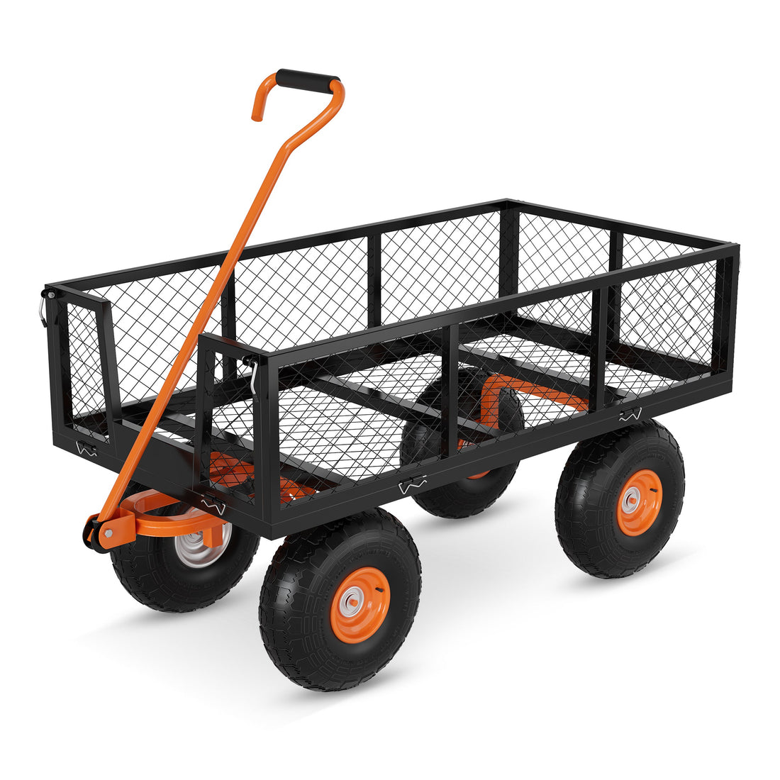 Garvee Carro de Jardín 3 en 1 96x50.8cm 408kg Acero Ruedas 25.4cm Manija 180° Lados Removibles Jardineros, Hogares Jardín, Exteriores Negro y Naranja
