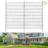 Garvee Valla de Jardín de Metal, Cercado Exterior para Perros y Mascotas, Barrera Decorativa de Seguridad para Huerto y Patio, Diseño Plano (10 Paneles, 74x101cm) - Horizontal