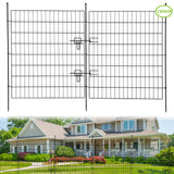Garvee Valla de Jardín Metálica de 15 Paneles con Puerta (73,7x81,3 cm), Cerca Exterior Antioxidante y Sin Excavación con Mazo de Madera - Horizontal