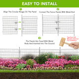 Garvee Valla de Jardín no Excavación 15 Paneles Reja Decorativa con Puerta Metal Antióxido Flexible 81cm x 1097cm para Patio y Jardín - Negro