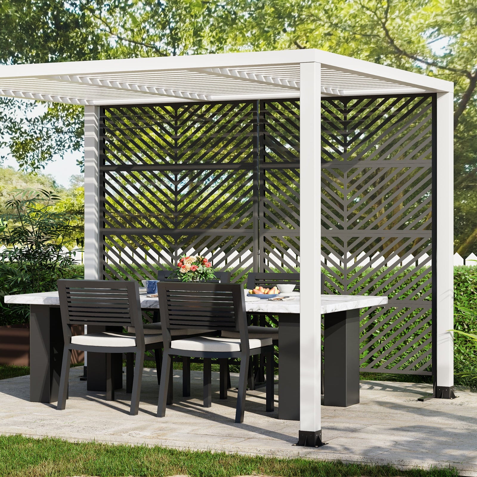 Garvee Pantalla de Privacidad Metálica para Exterior 180x90 cm Panel Separador de Ambientes Antióxido Jardín y Balcón Negro