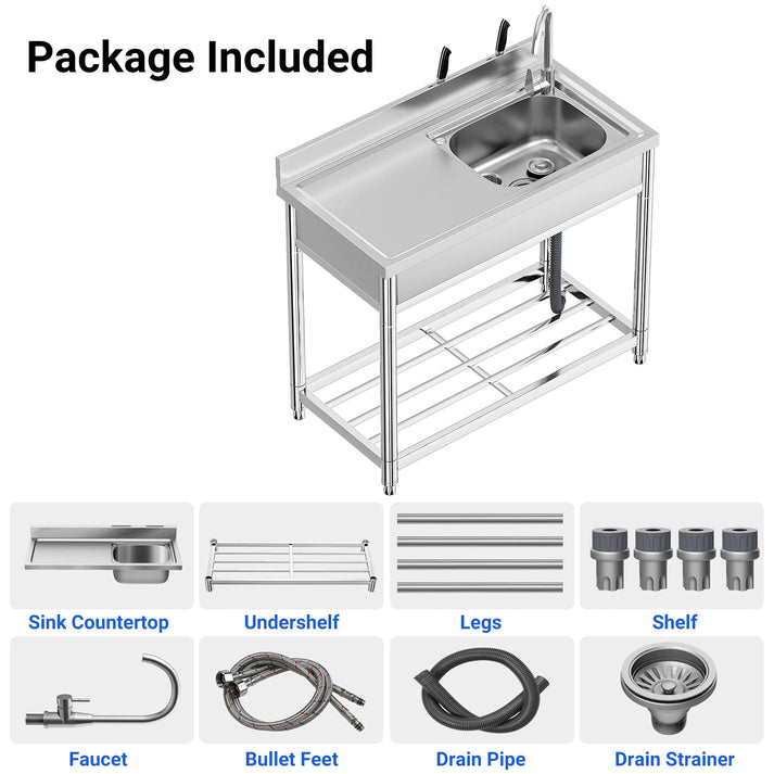 Encimera fregadero grande salpicadero 3.7 pulgadas orificios cuchillos estante inferior almacenamiento utensilios cocina