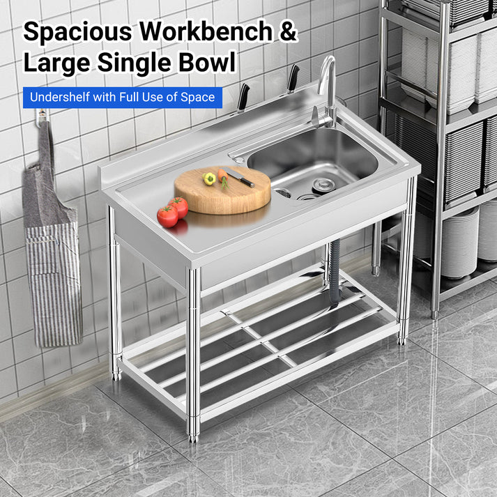 Fregadero utilitario acero inoxidable 304 grado comercial certificado NSF anticorrosión durabilidad superficie pulida