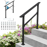 Garvee Barandilla para Escalera de 3 Peldaños Ajustable y Antióxido de Metal Resistente para Porches y Escaleras de Concreto Negro - Negro/1 Ud.