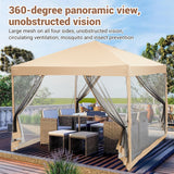 Garvee Carpa Pop-Up 3x3 m Comercial Impermeable con Red Mosquitera, Estructura Acero Reforzado, Protección UV50+, Ideal para Jardín y Camping - Beige