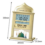 Garvee Reloj despertador digital oración musulmán Azan reloj islámico temperatura pantalla LCD todas oraciones dirección Qibla blanco dorado