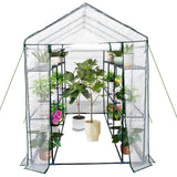 Garvee Invernadero para Exterior 3 Niveles 9 Estantes con Puerta Cremallera, Cubierta PE Resistente, Jardín y Patio, 57x85x76'' - Blanco