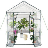 Garvee Invernadero Portátil Mini Puerta Enrollable Estantes De Acero 143x143x195cm Jardines Patio Cubierta Blanco - Blanco
