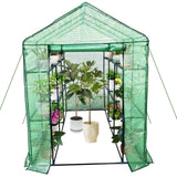 Garvee Invernadero Walk-In 3 Niveles 9 Estantes Puerta Cremallera Cubierta PE Resistente 143x215x195cm Jardines Patio Cubierta Verde - Verde