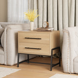 Garvee Mesa De Noche Con 2 Cajones, Patas Metálicas, Madera Clara Para Sala Y Dormitorio, Estilo Moderno, Almacenamiento Amplio - Madera Clara