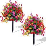Garvee Plantas Artificiales con Punta para Clavar en el Suelo Resistente a los Rayos UV para Exterior e Interior 60cm Mezcla de Colores - Multicolor