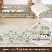 Garvee Alfombra Vintage Lavable Antideslizante Estampado Floral, Lana Sintética Suave Pelo Bajo 160x230 cm Beige
