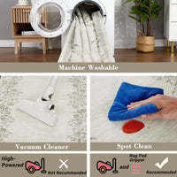 Garvee Alfombra Vintage Lavable Antideslizante Estampado Floral, Lana Sintética Suave Pelo Bajo 160x230 cm Beige